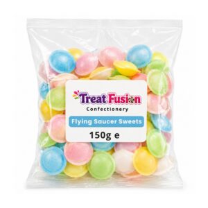 TreatFusion Flying Saucer Sweets 150g, Sherbet Flying Saucers, UFO Sweets, Retro Wafer Candy, Sweet Treats for Parties, Gifts & Sharing